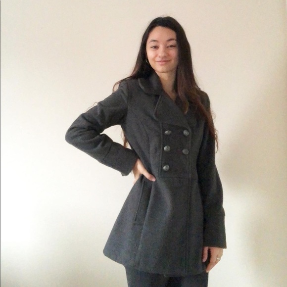 Grey double breasted coat - Picture 5 of 8